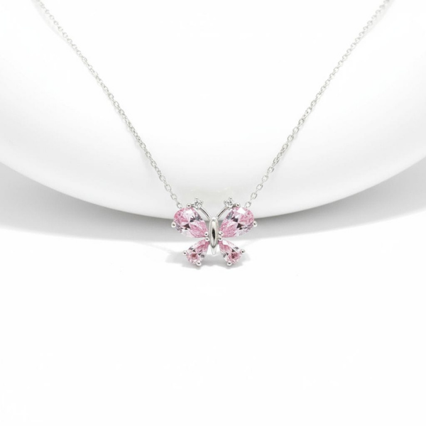 Pembe Kelebek Kolye 3